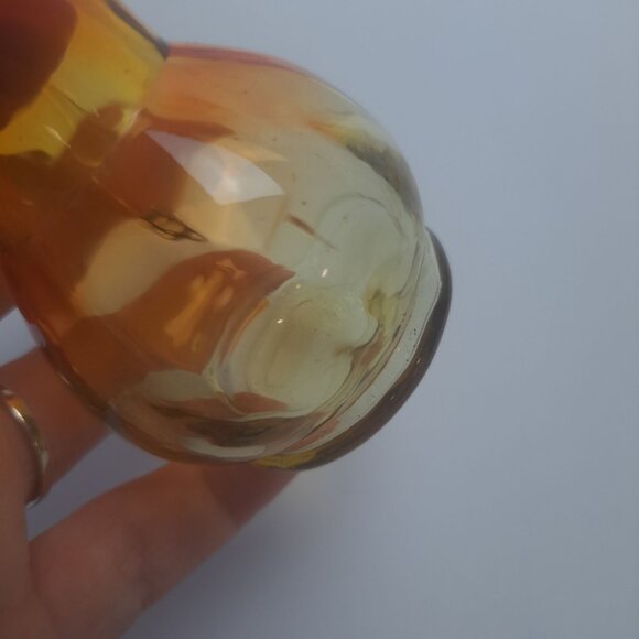 Rainbow Hand Blown Amberina Color Mini Glass Pitcher - Picture 12 of 16